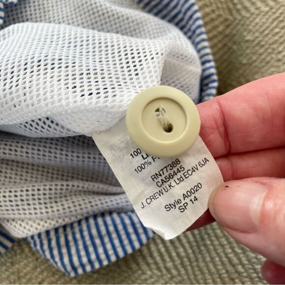 J Crew Blue Seersucker Stripe Long Board Short Swim Trunks Lined 33 - Picture 4 of 10